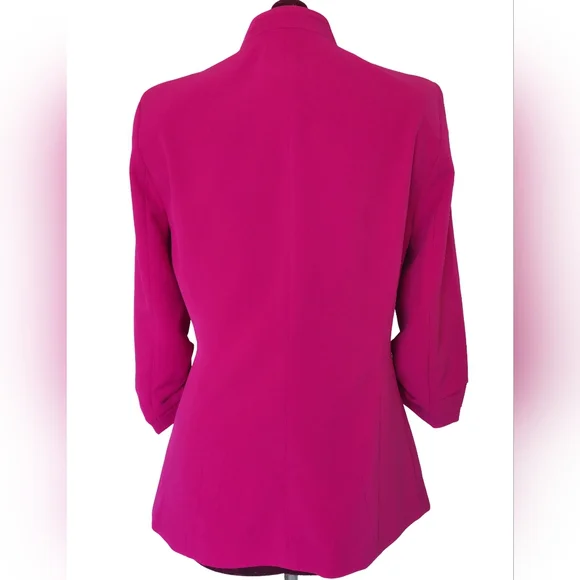 Rachel Zoe Hot Pink Ruched Sleeve Open Front Blazer Size M - Picture 3 of 6